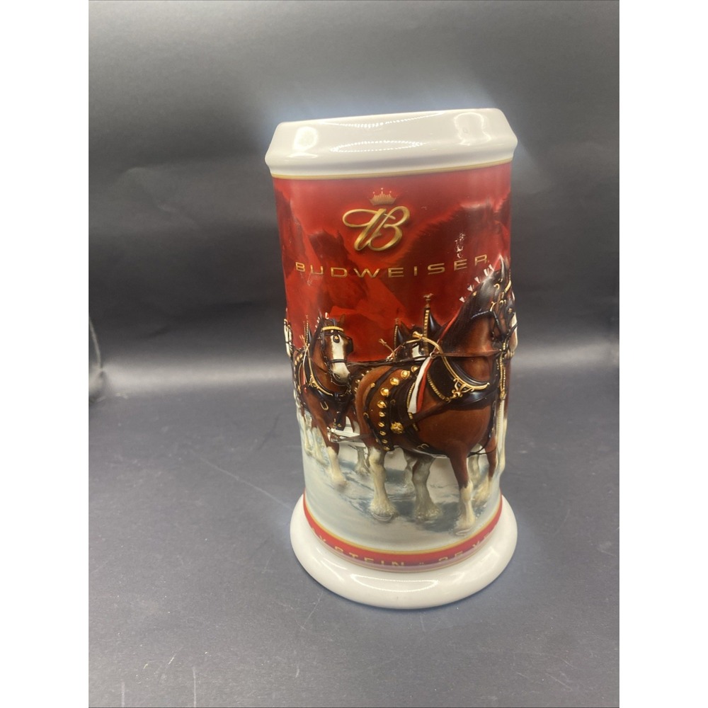 VTG 2004 Budweiser 25th Anniversary Holiday Stein CS608 Clydesdales Beer Mug
